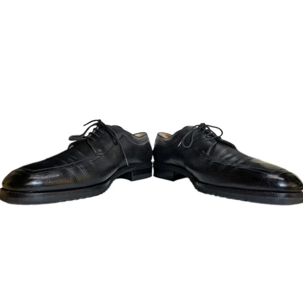 Gravati Arthur Beren Italy 16567 Black Pebbled Leather Apron Blucher Shoes 11 W